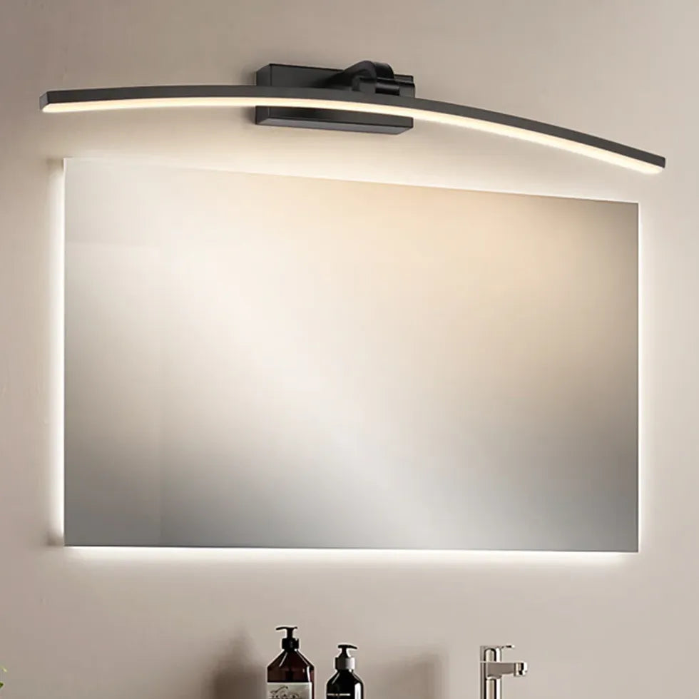 Black Mirror Light For Bathroom Edge Metal Ip44 Warm White