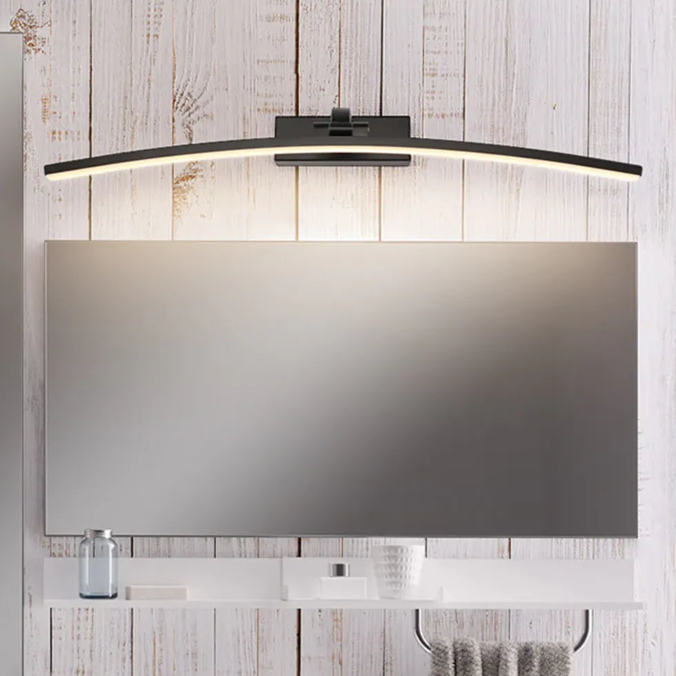 Black Mirror Light For Bathroom Edge Metal Ip44 Warm White