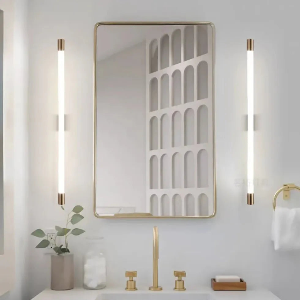 Gold Mirror Light For Bedroom Edge Metal & Acrylic Ip44