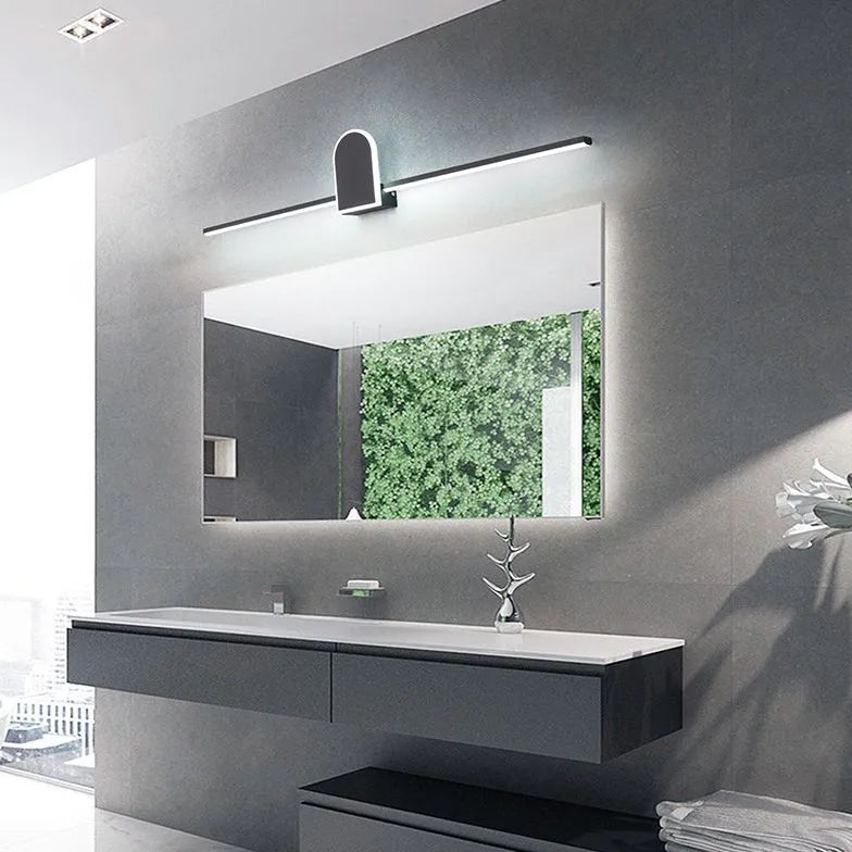 Black Mirror Light For Bathroom Linear Edge Metal Ip44 Warm White Led