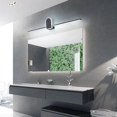 Black Mirror Light For Bathroom Linear Edge Metal Ip44 Warm White Led