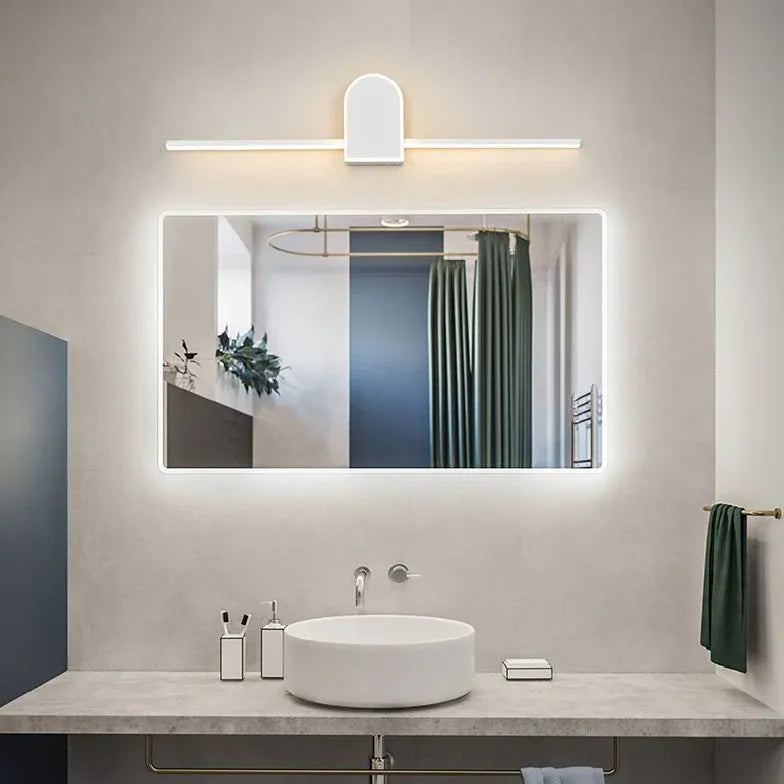 Black Mirror Light For Bathroom Linear Edge Metal Ip44 Warm White Led