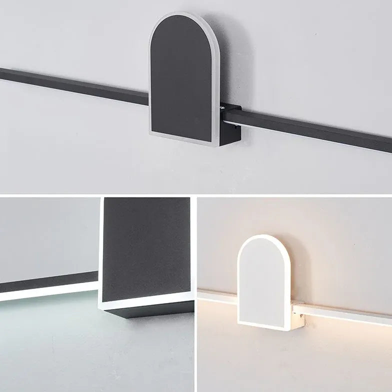 Black Mirror Light For Bathroom Linear Edge Metal Ip44 Warm White Led