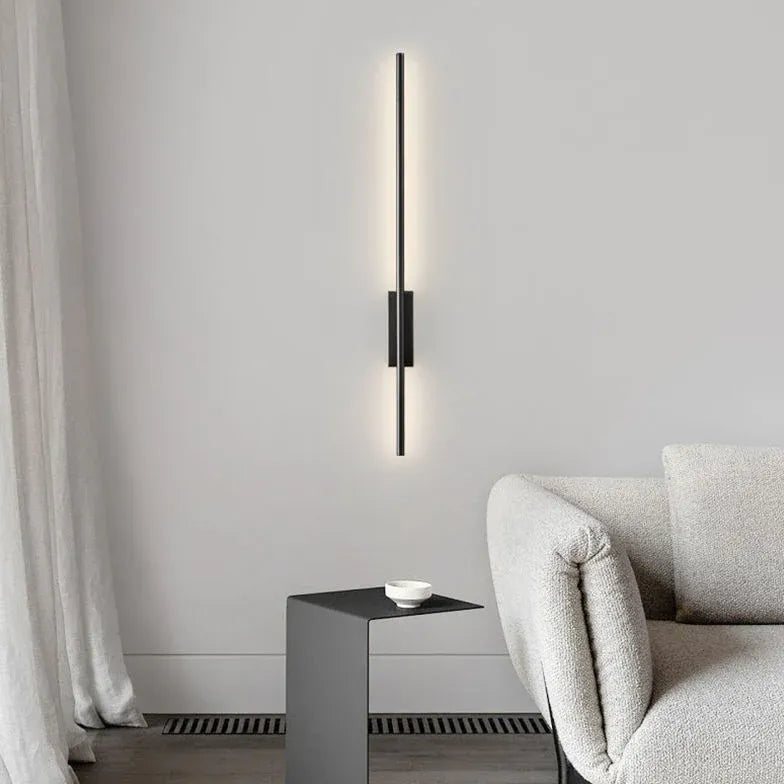 Black Flush Wall Light For Bathroom Linear Edge Metal Dimmable Led