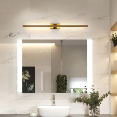 Black Flush Wall Light For Bathroom Linear Edge Metal Dimmable Led