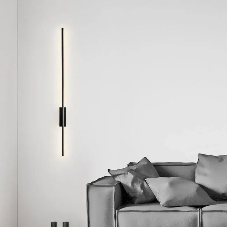 Black Flush Wall Light For Bathroom Linear Edge Metal Dimmable Led