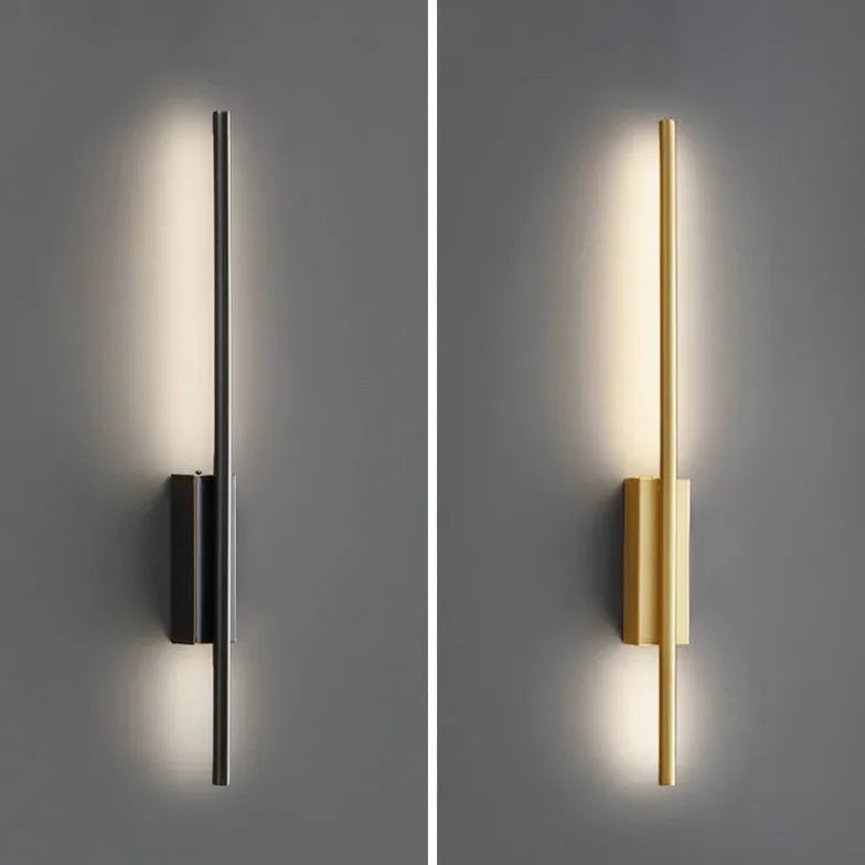 Black Flush Wall Light For Bathroom Linear Edge Metal Dimmable Led