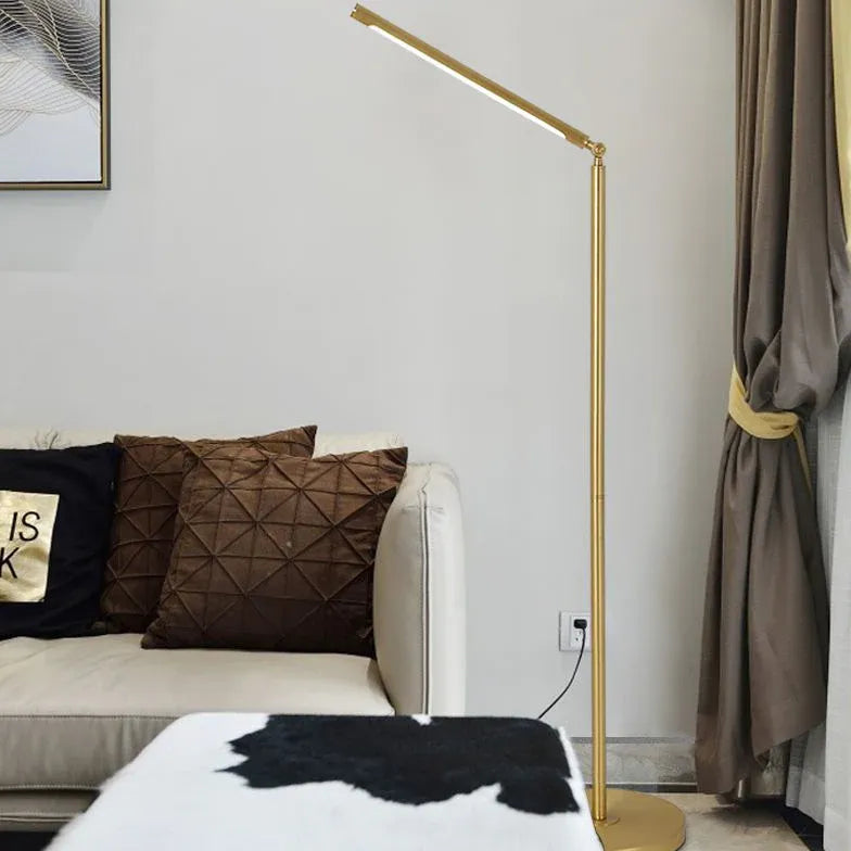 Gold Floor Lamp For Bedroom Linear Edge Metal & Acrylic Plug Ip20 Led Strip