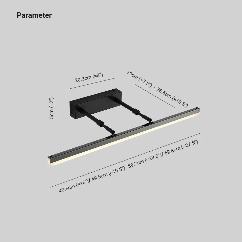 Black Mirror Light For Bathroom Linear Edge Metal Ip44 Led Warm White