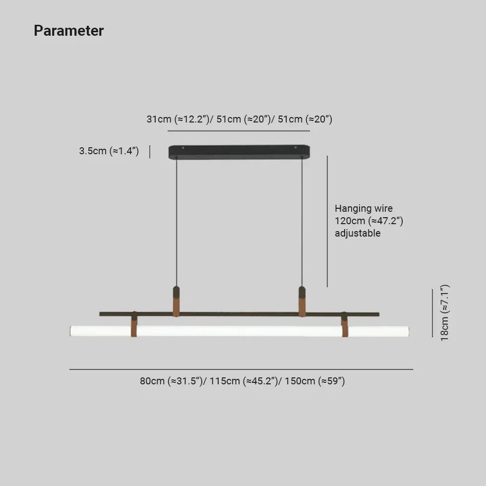 Black Bar Pendant Light Linear Edge Metal Led Ip20