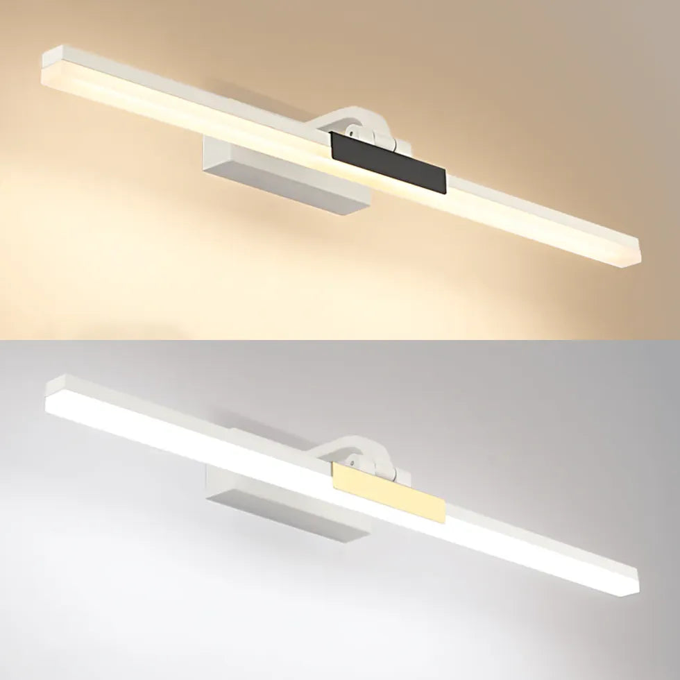 Black Flush Wall Light For Bathroom Linear Edge Metal