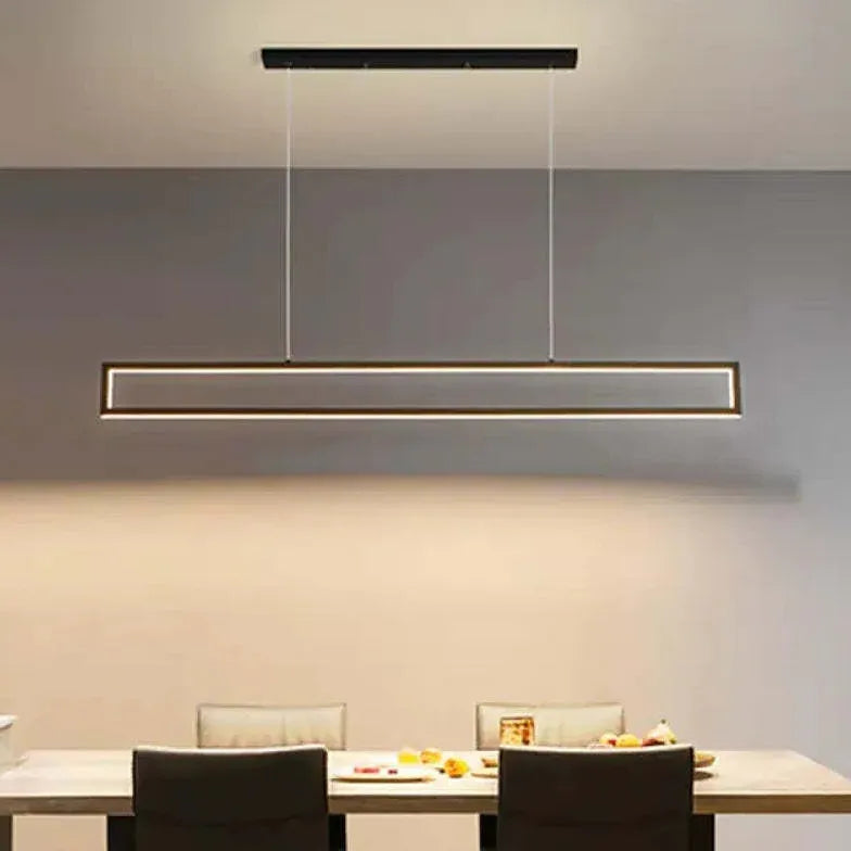 Black Bar Pendant Light For Study Room Rectangular Edge Metal Ip20