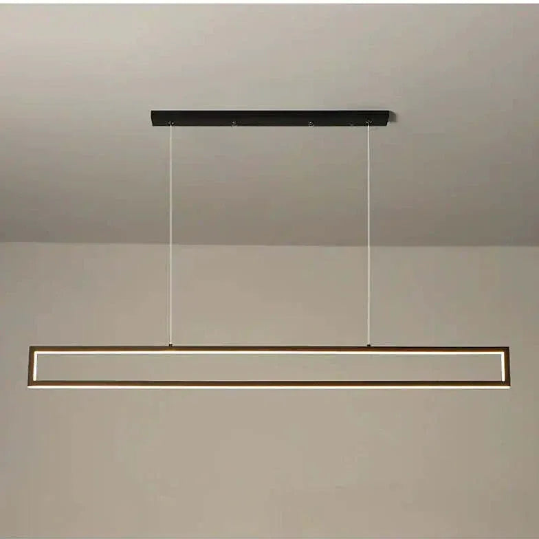 Black Bar Pendant Light For Study Room Rectangular Edge Metal Ip20