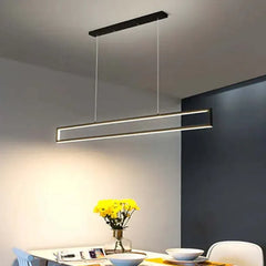 Black Bar Pendant Light For Study Room Rectangular Edge Metal Ip20