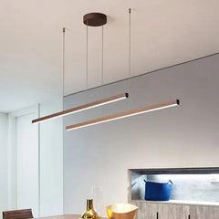 Brown Bar Pendant Light For Living Room Linear Edge Aluminum Led