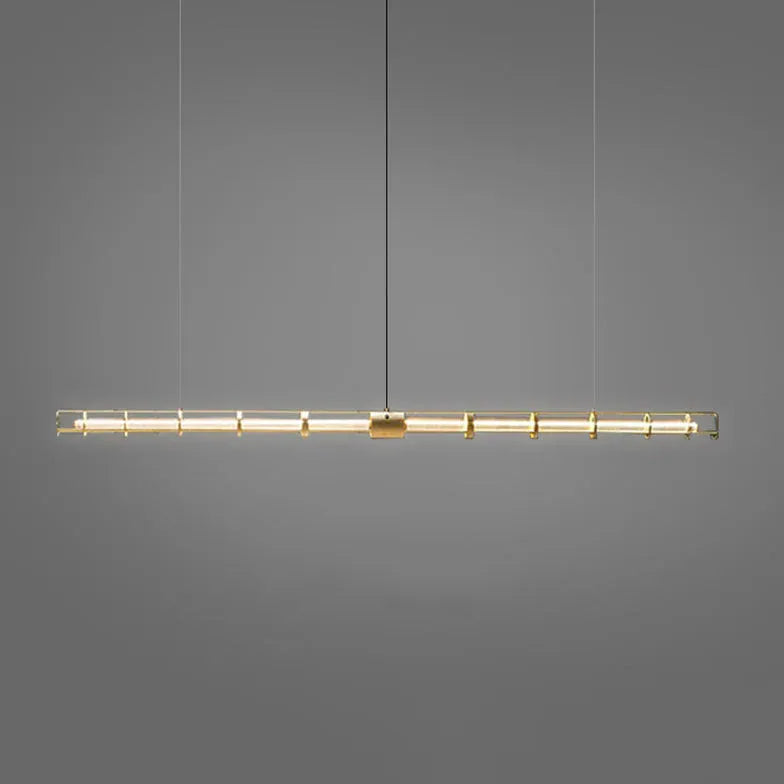 Gold Bar Pendant Light For Dining Room Linear Edges Metal Ip20 Led