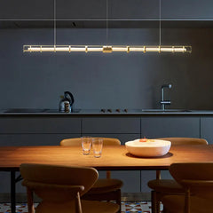 Gold Bar Pendant Light For Dining Room Linear Edges Metal Ip20 Led