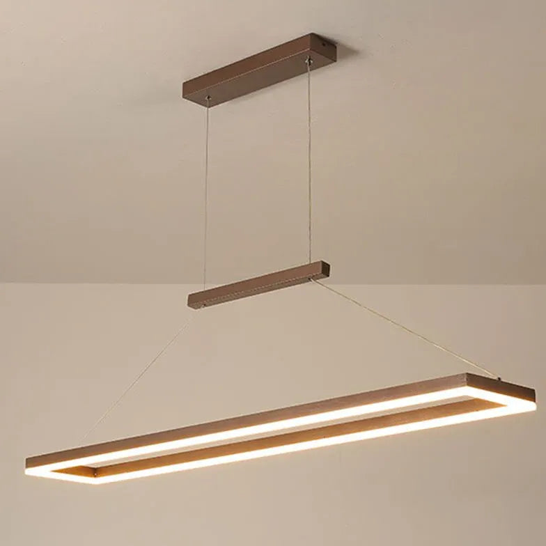 Gold Bar Pendant Light Rectangular Edge Metal Ip20