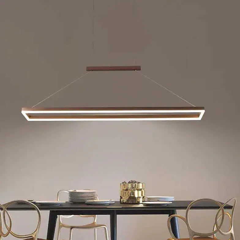 Gold Bar Pendant Light Rectangular Edge Metal Ip20