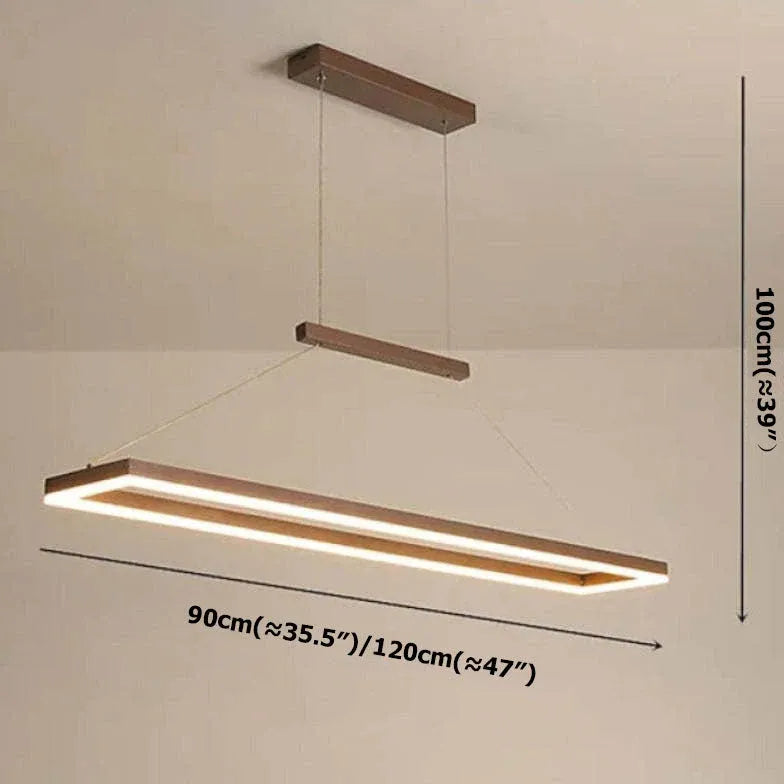 Gold Bar Pendant Light Rectangular Edge Metal Ip20