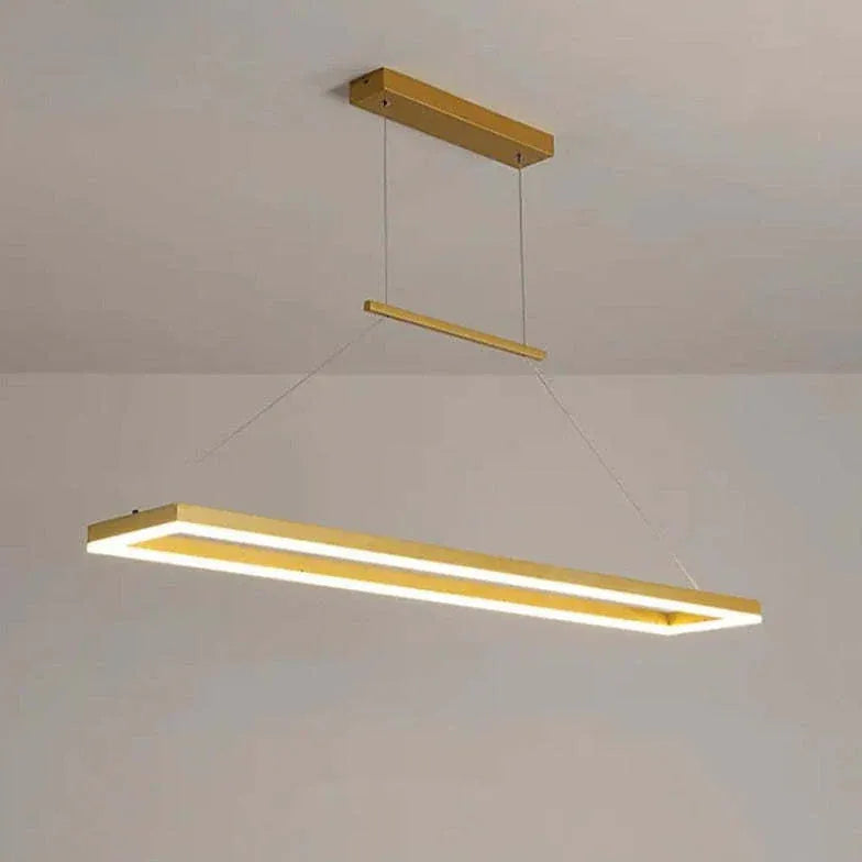 Gold Bar Pendant Light Rectangular Edge Metal Ip20