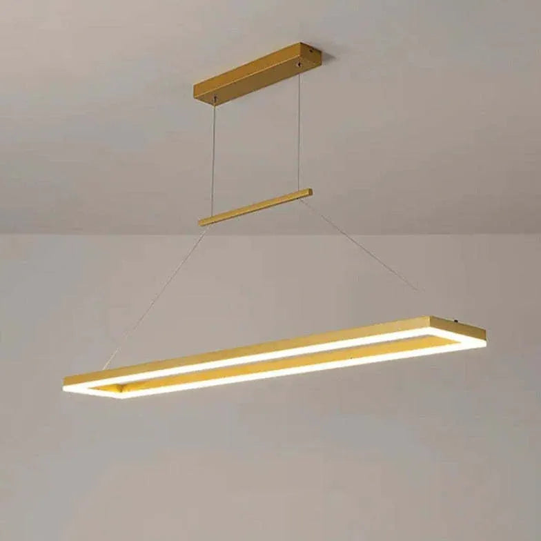 Gold Bar Pendant Light Rectangular Edge Metal Ip20