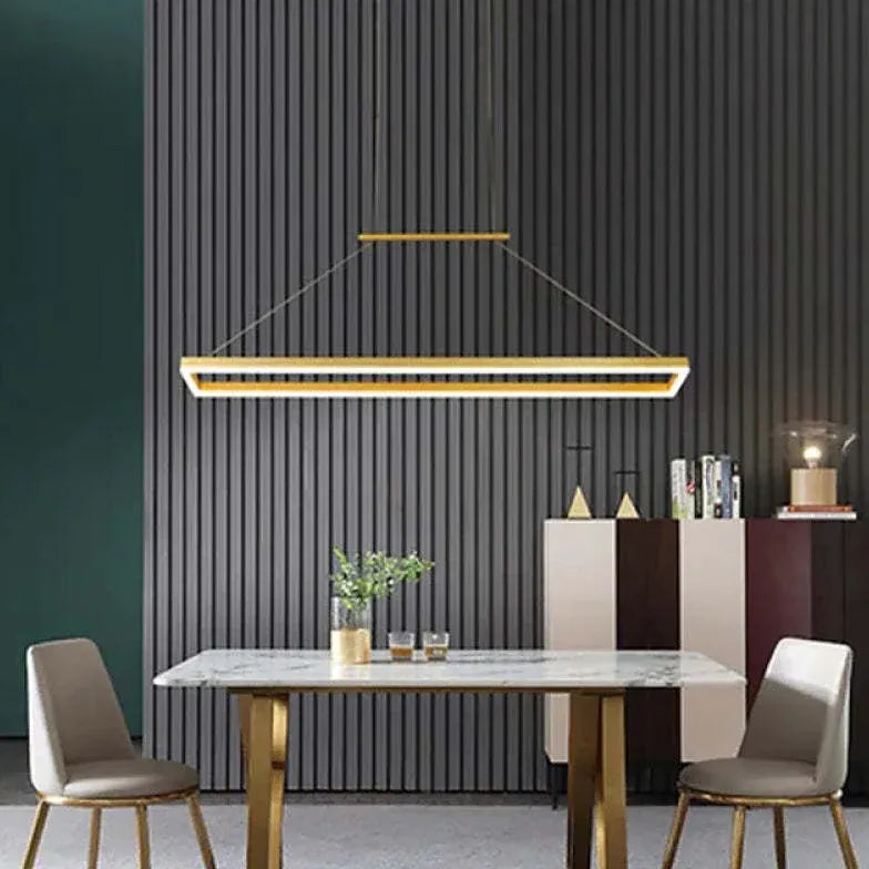 Gold Bar Pendant Light Rectangular Edge Metal Ip20