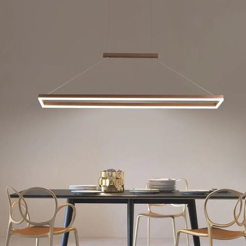 Gold Bar Pendant Light Rectangular Edge Metal Ip20