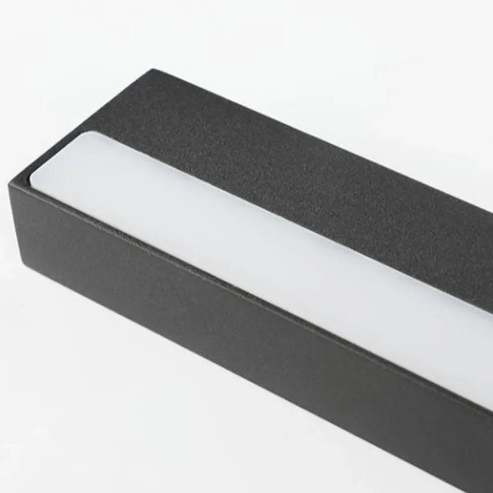 Black Flush Wall Light For Bathroom Rectangular Edge Metal