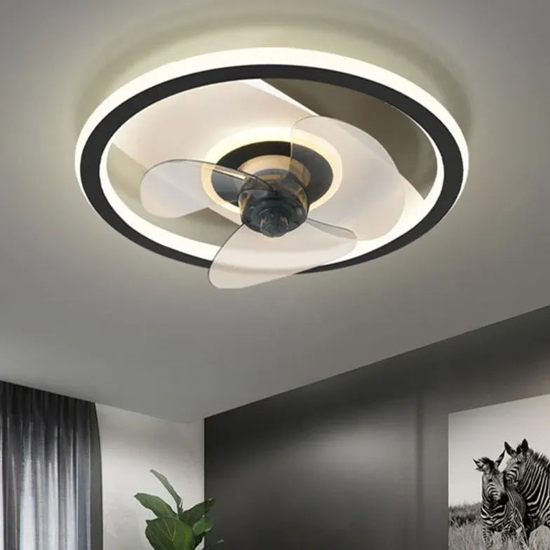 Black Ceiling Fan With Light For Bedroom Edge Metal & Acrylic Dimmable Led Ip20