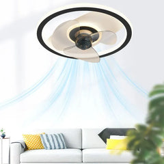 Black Ceiling Fan With Light For Bedroom Edge Metal & Acrylic Dimmable Led Ip20