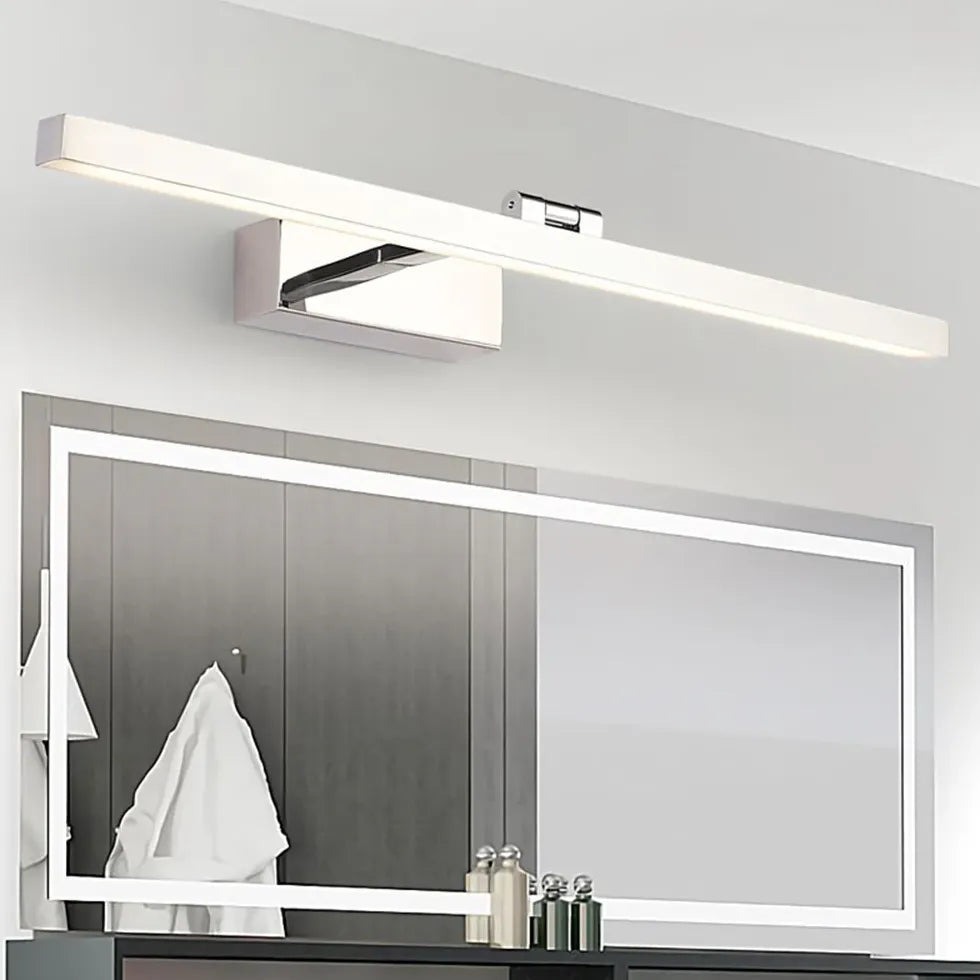 Black Mirror Light For Bedroom Linear Edge Metal & Acrylic Led Ip44 Warm White