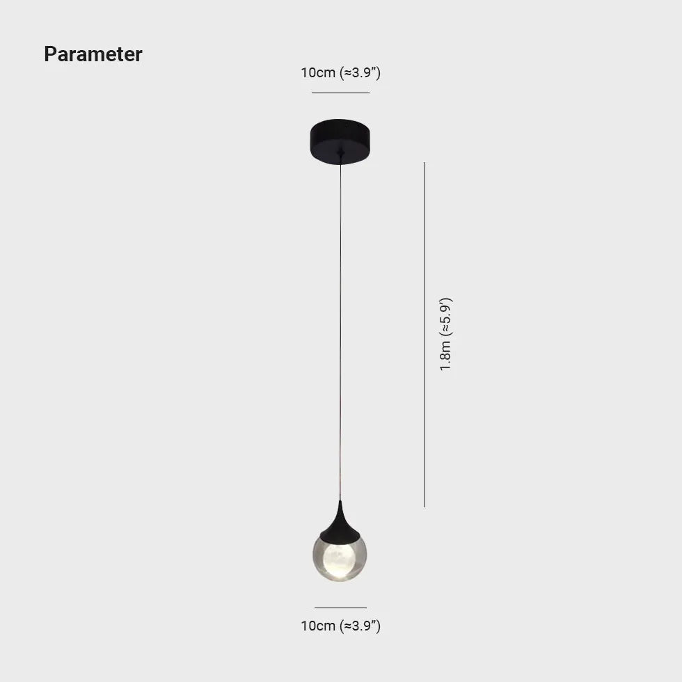 Black Bedside Pendant Light For Bedroom Elif Metal & Crystal Ip20