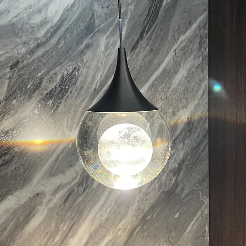 Black Bedside Pendant Light For Bedroom Elif Metal & Crystal Ip20