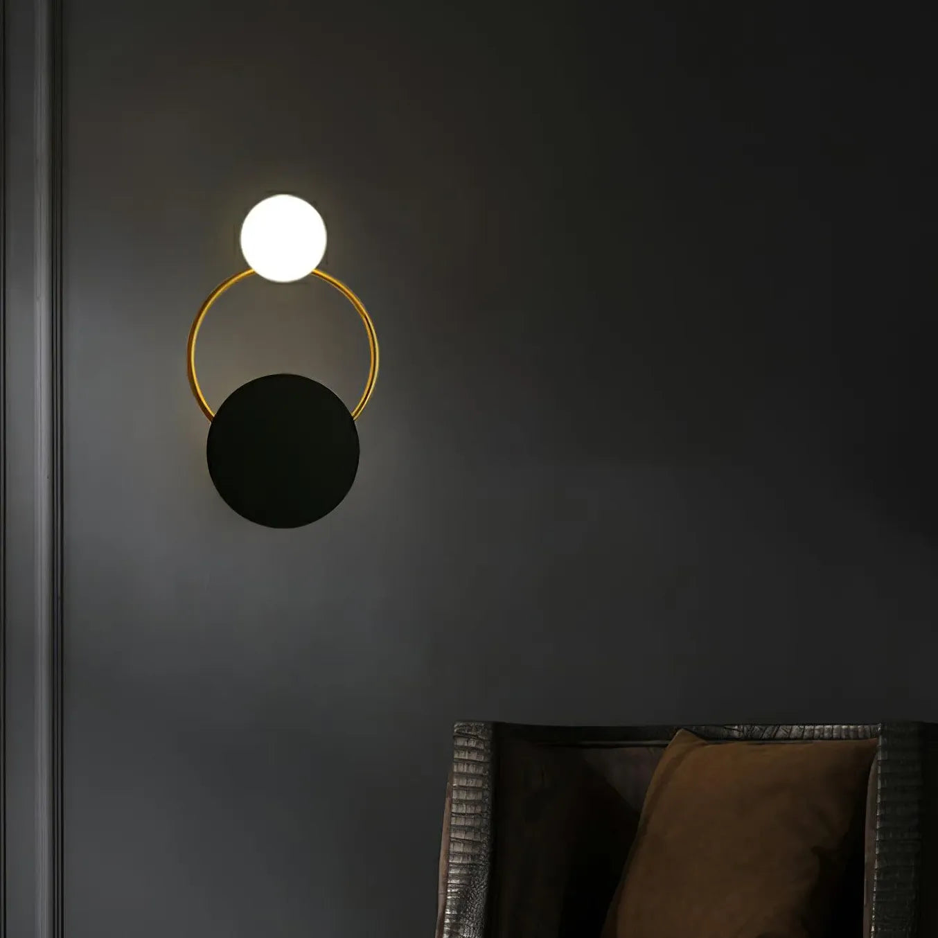 Black Led Wall Light For Bedroom Emyr Metal & Glass Warm White Ip20