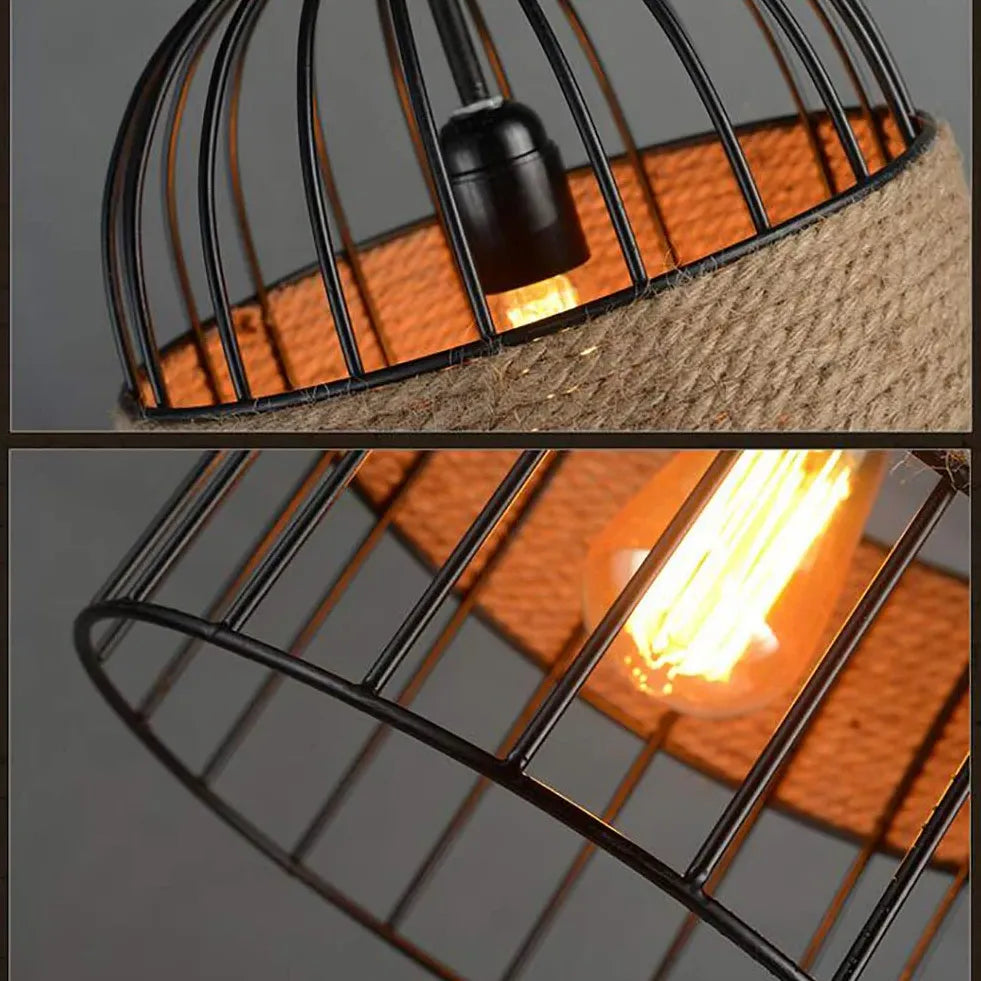 Light Single Pendant Epoch Metal & Rope Without Bulbs Led