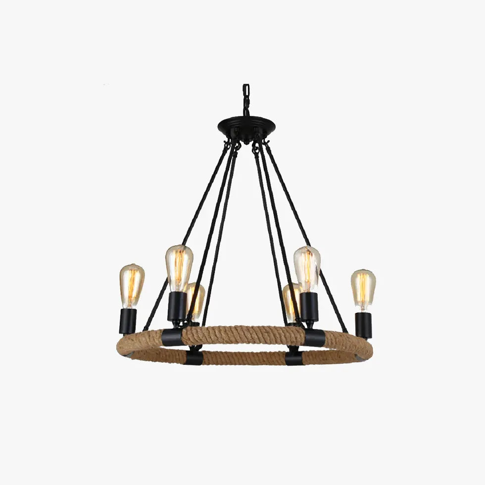 Black Modern Chandeliers For Living Room Epoch Metal & Rope Ip20