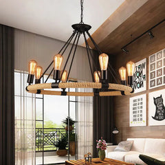 Black Modern Chandeliers For Living Room Epoch Metal & Rope Ip20