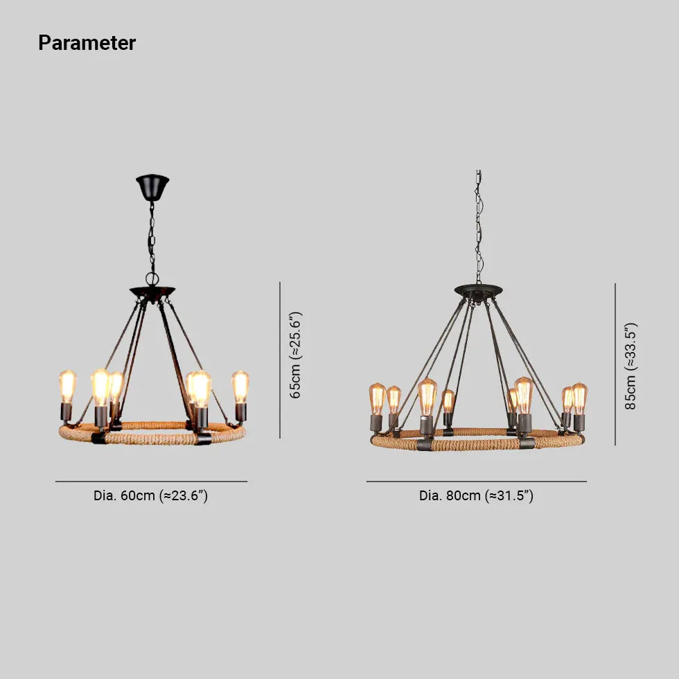 Black Modern Chandeliers For Living Room Epoch Metal & Rope Ip20