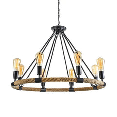 Black Modern Chandeliers For Living Room Epoch Metal & Rope Ip20