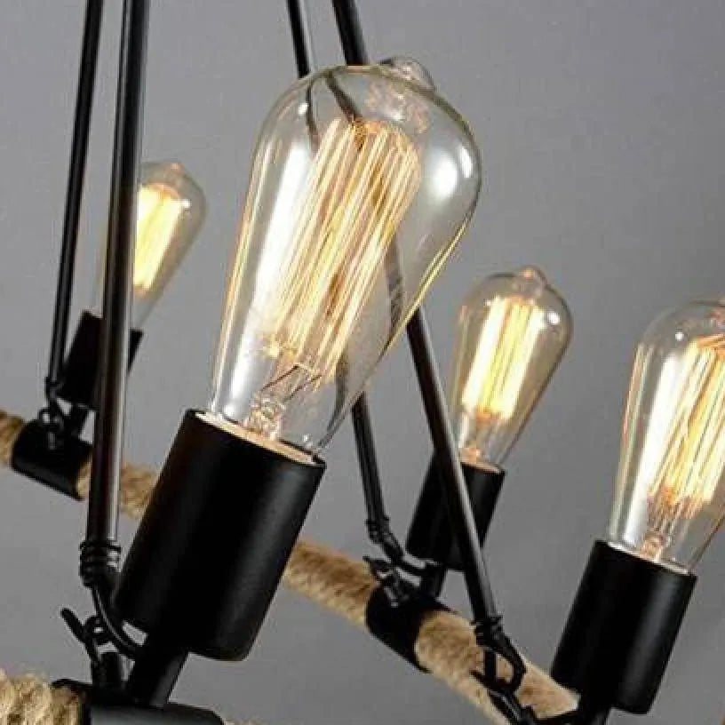 Black Modern Chandeliers For Living Room Epoch Metal & Rope Ip20