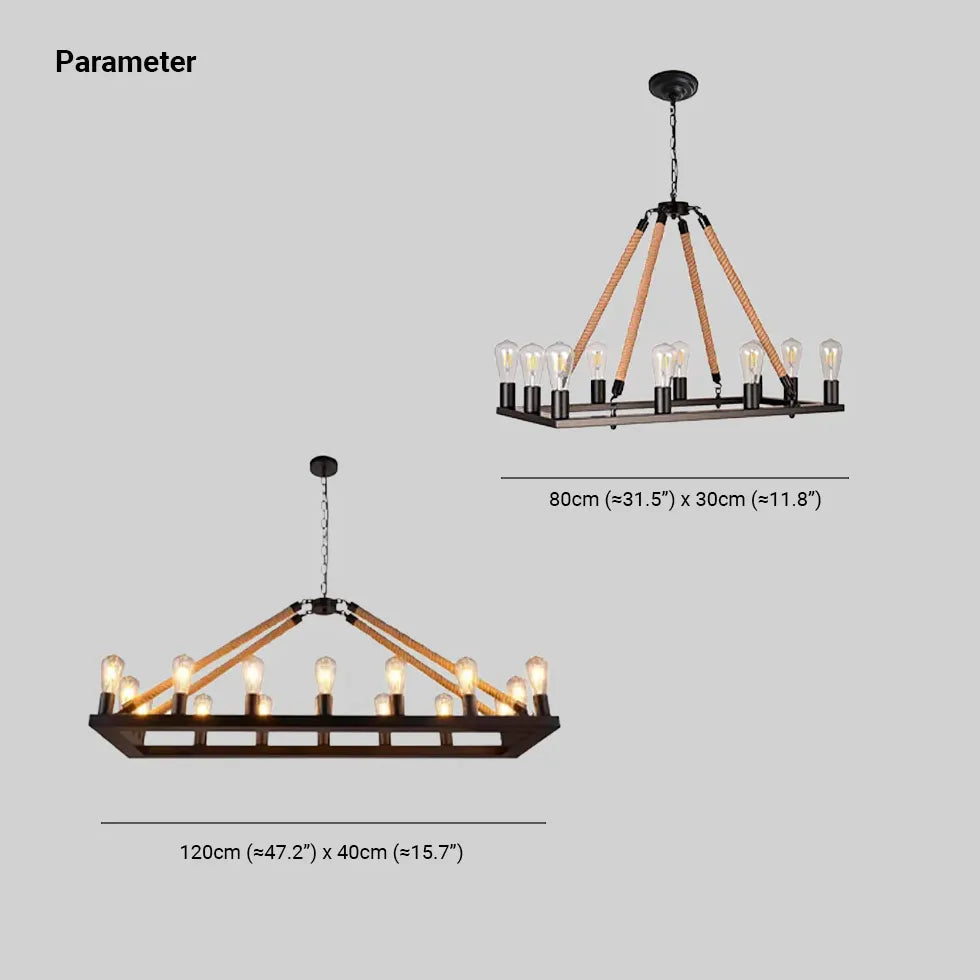 Industrial Statement Pendant Light For Restaurant Bar Epoch Metal & Rope Ip20