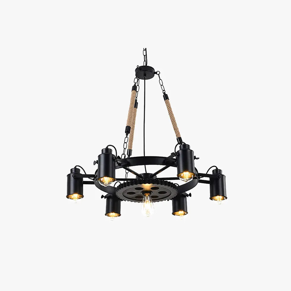 Black Chandelier For Living Room Epoch Metal & Rope Led Without Bulbs Ip20