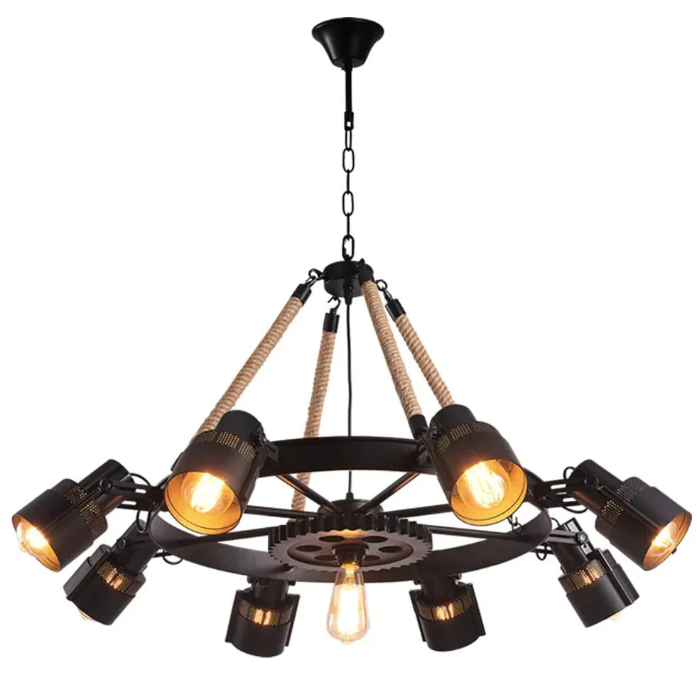 Black Chandelier For Living Room Epoch Metal & Rope Led Without Bulbs Ip20