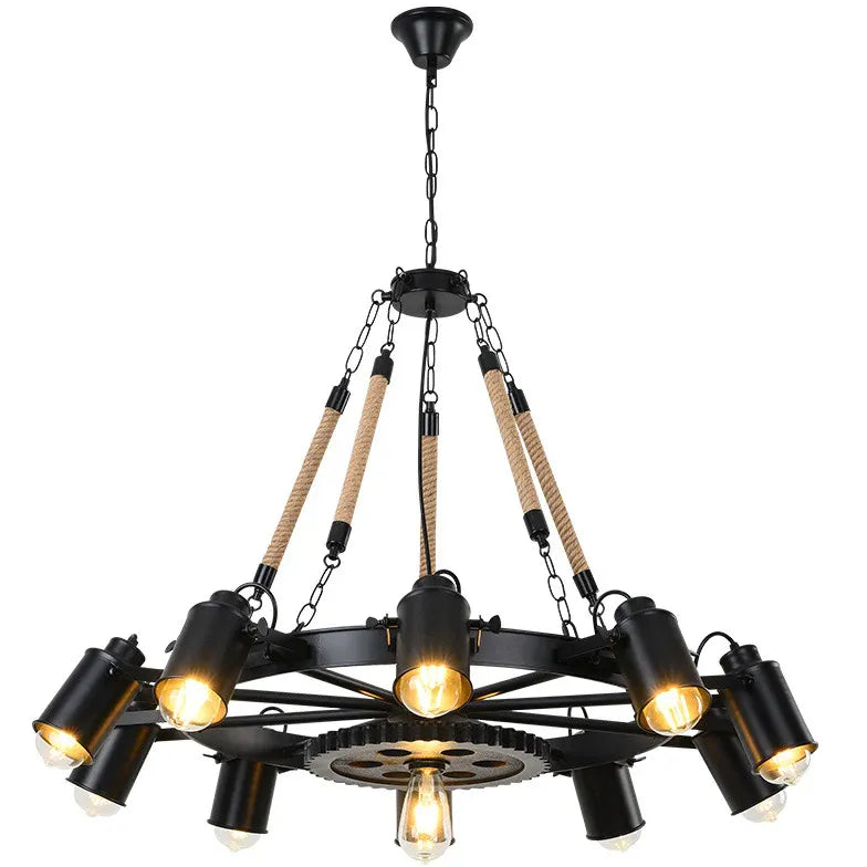 Black Chandelier For Living Room Epoch Metal & Rope Led Without Bulbs Ip20