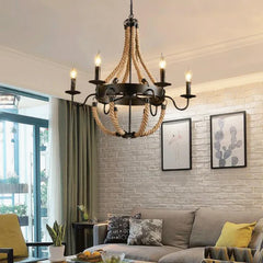 Black Chandelier For Living Room Epoch Metal & Rope Ip20