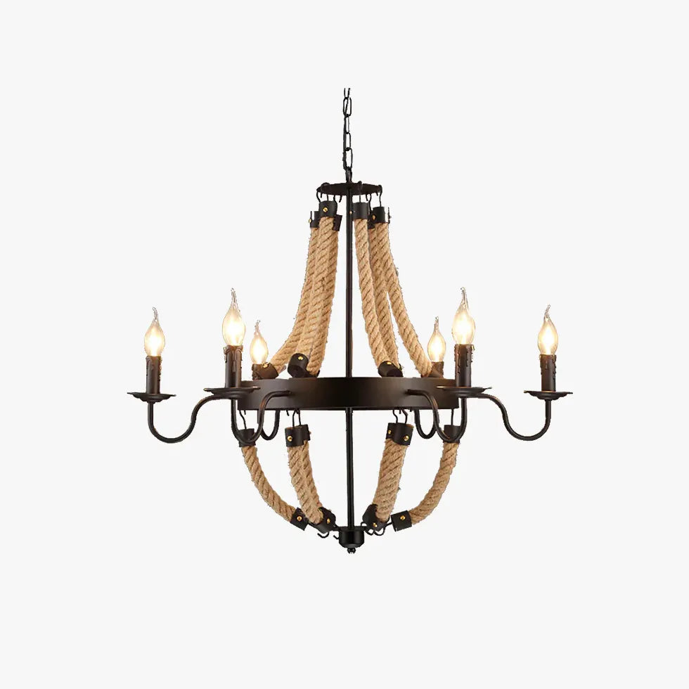 Black Chandelier For Living Room Epoch Metal & Rope Ip20