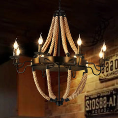 Black Chandelier For Living Room Epoch Metal & Rope Ip20