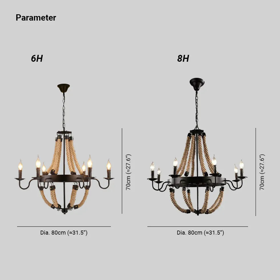 Black Chandelier For Living Room Epoch Metal & Rope Ip20