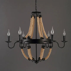 Black Chandelier For Living Room Epoch Metal & Rope Ip20